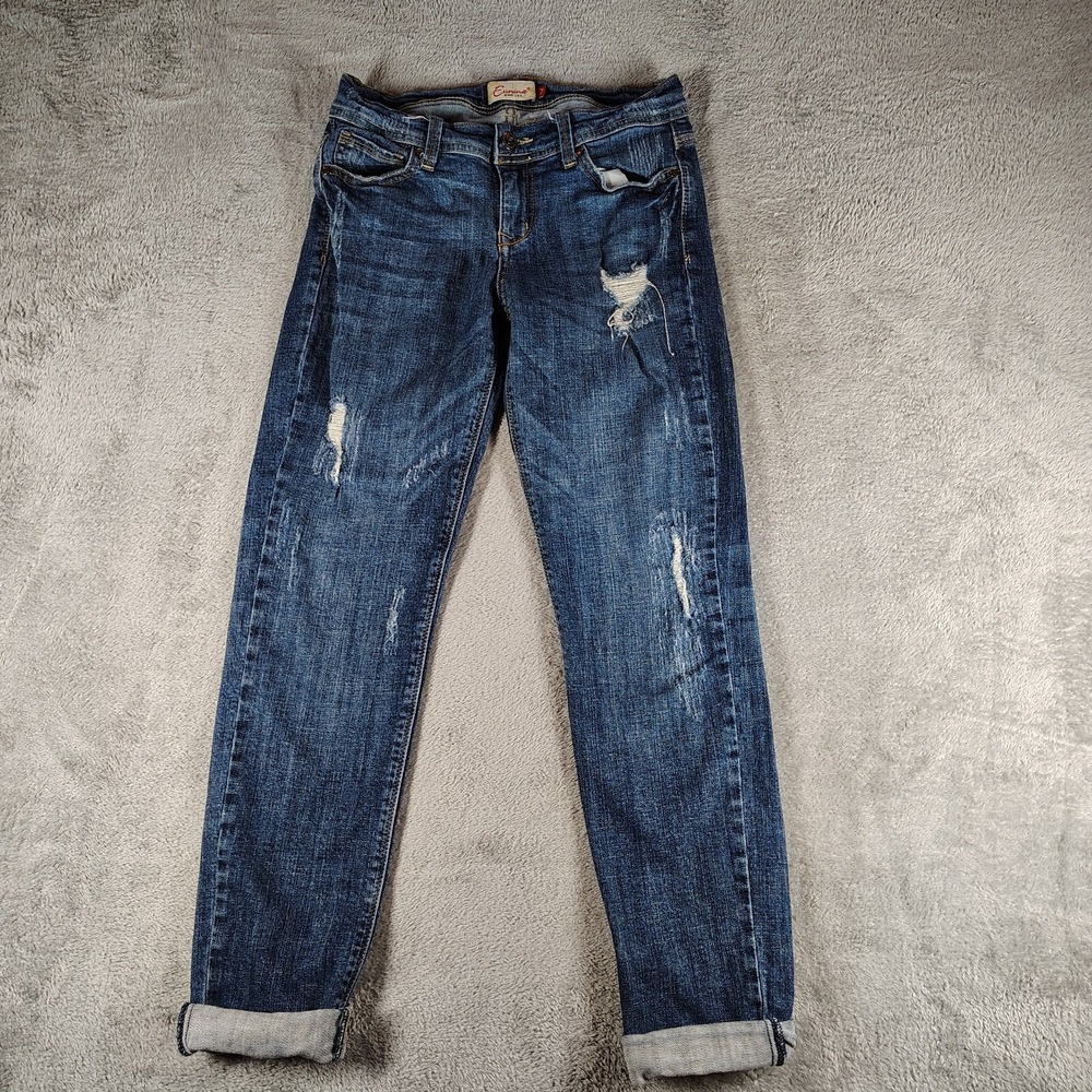 Eunina Jeans Distressed Ultra Low Rise Stretch‎ Skinny Ankle